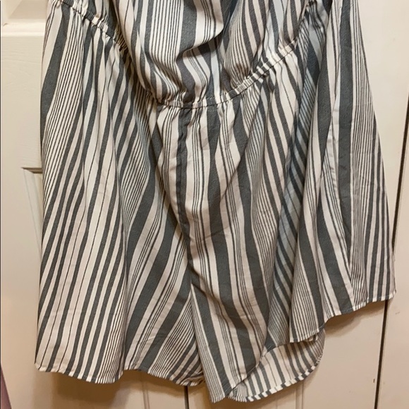 Grey and White Striped Plus Size Romper - Picture 4 of 6
